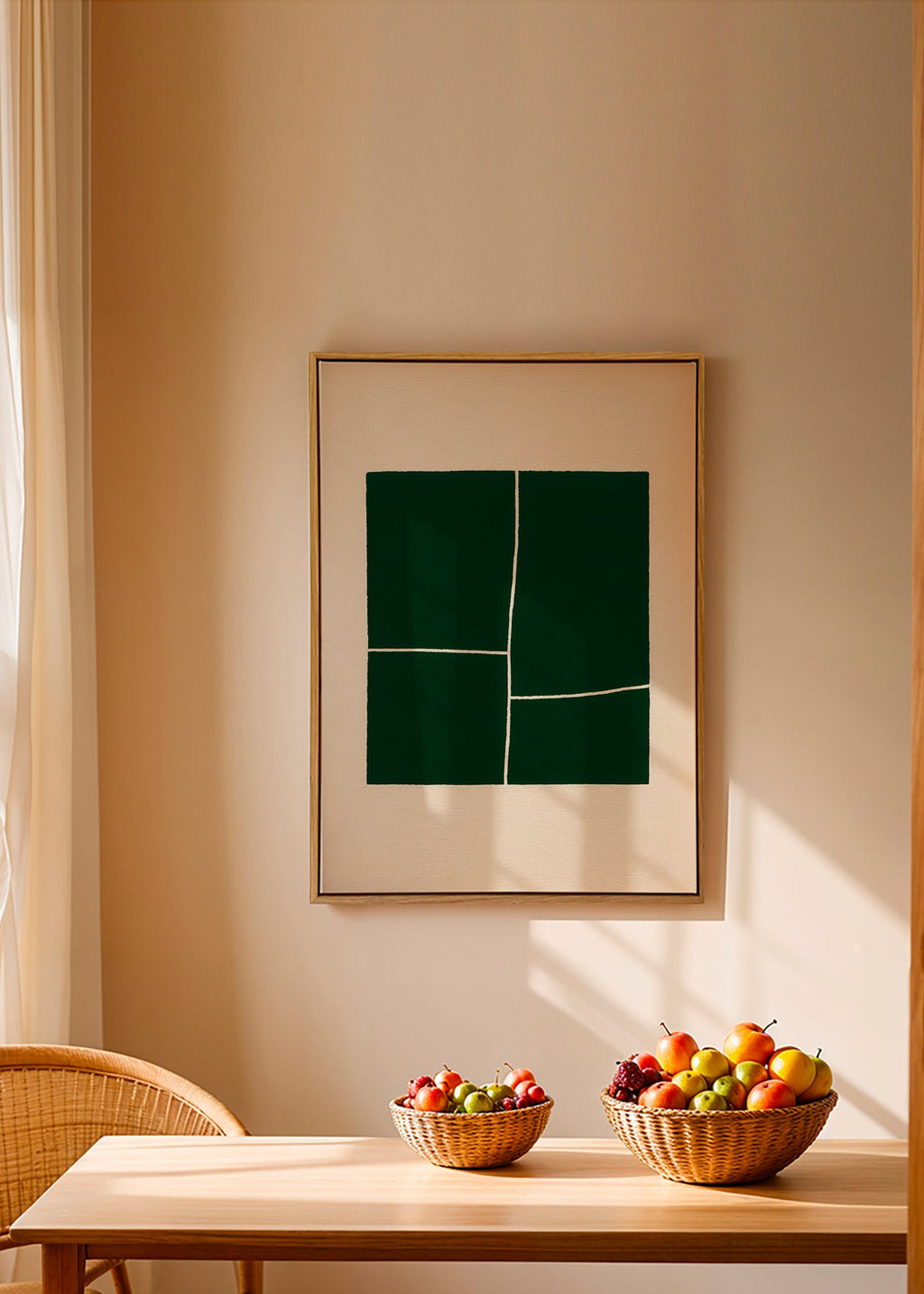 Abstrakt maleri med grønne flader – Canvas1