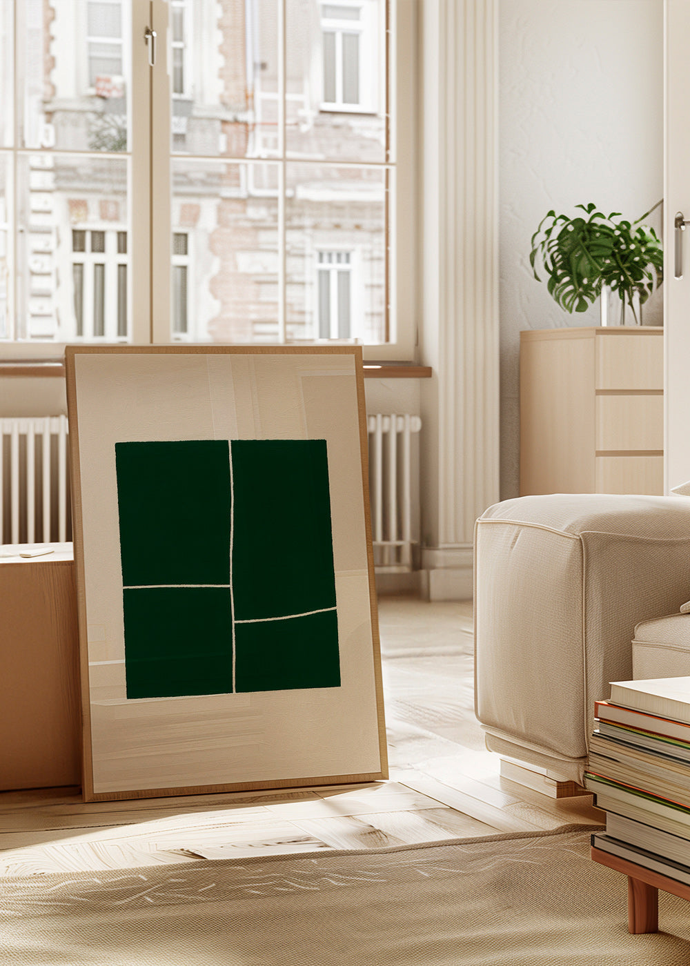 Abstrakt maleri med grønne flader – Product1