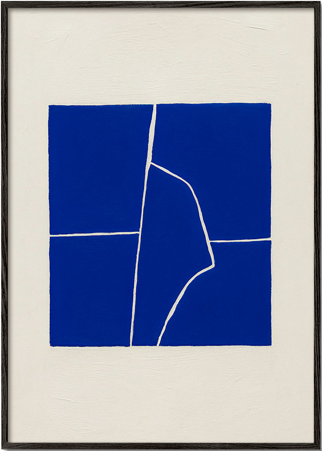 Abstrakt blåt værk med geometrisk brud – Black Frame