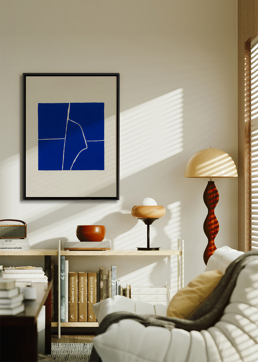 Abstrakt blåt værk med geometrisk brud – Canvas2