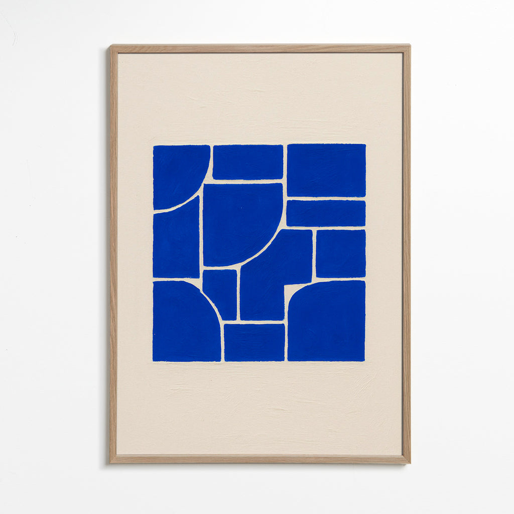 Geometrisk plakat i dyb blå – Oak Frame