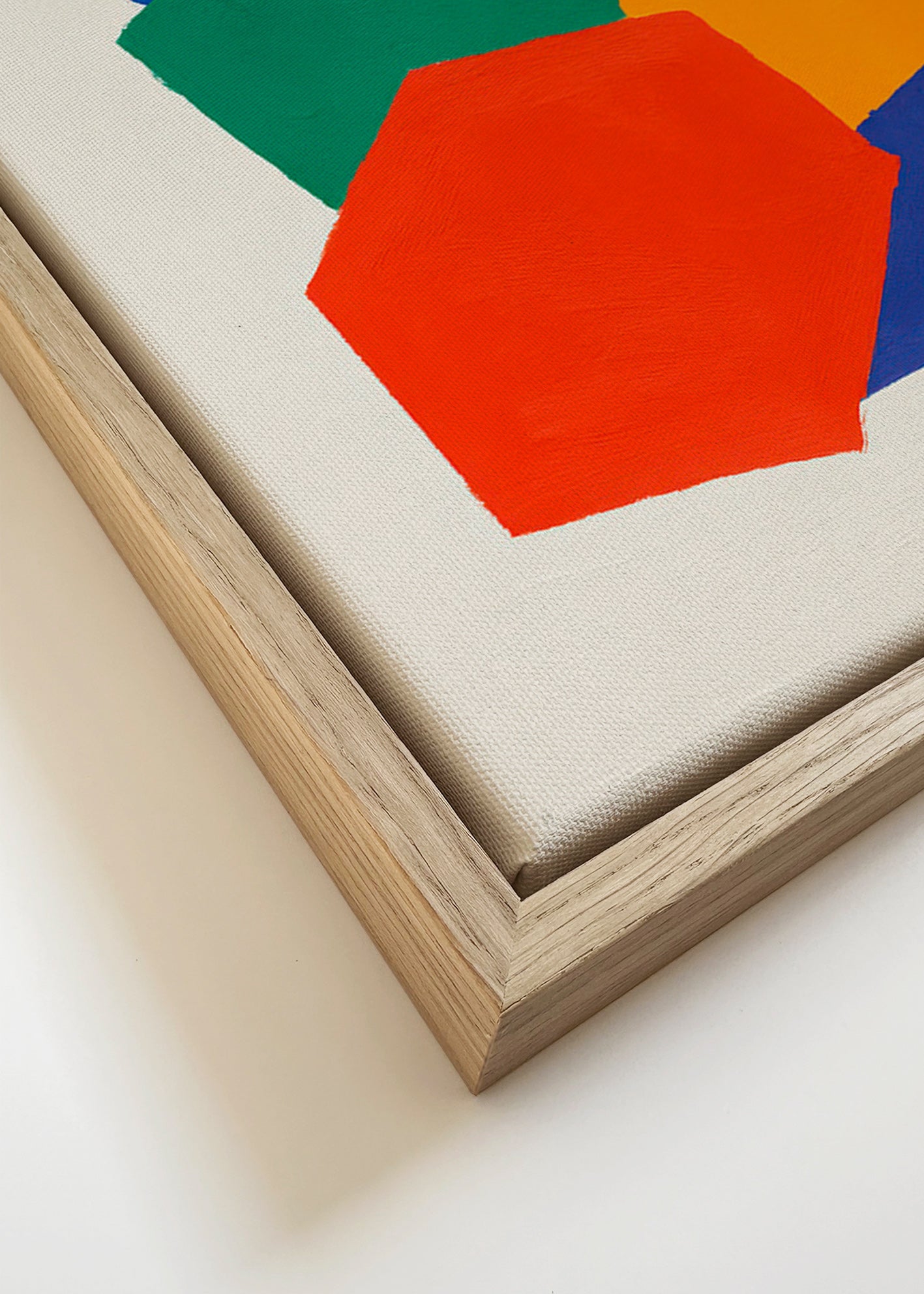 Geometrisk plakat med stakkede farverige former – Canvas detail