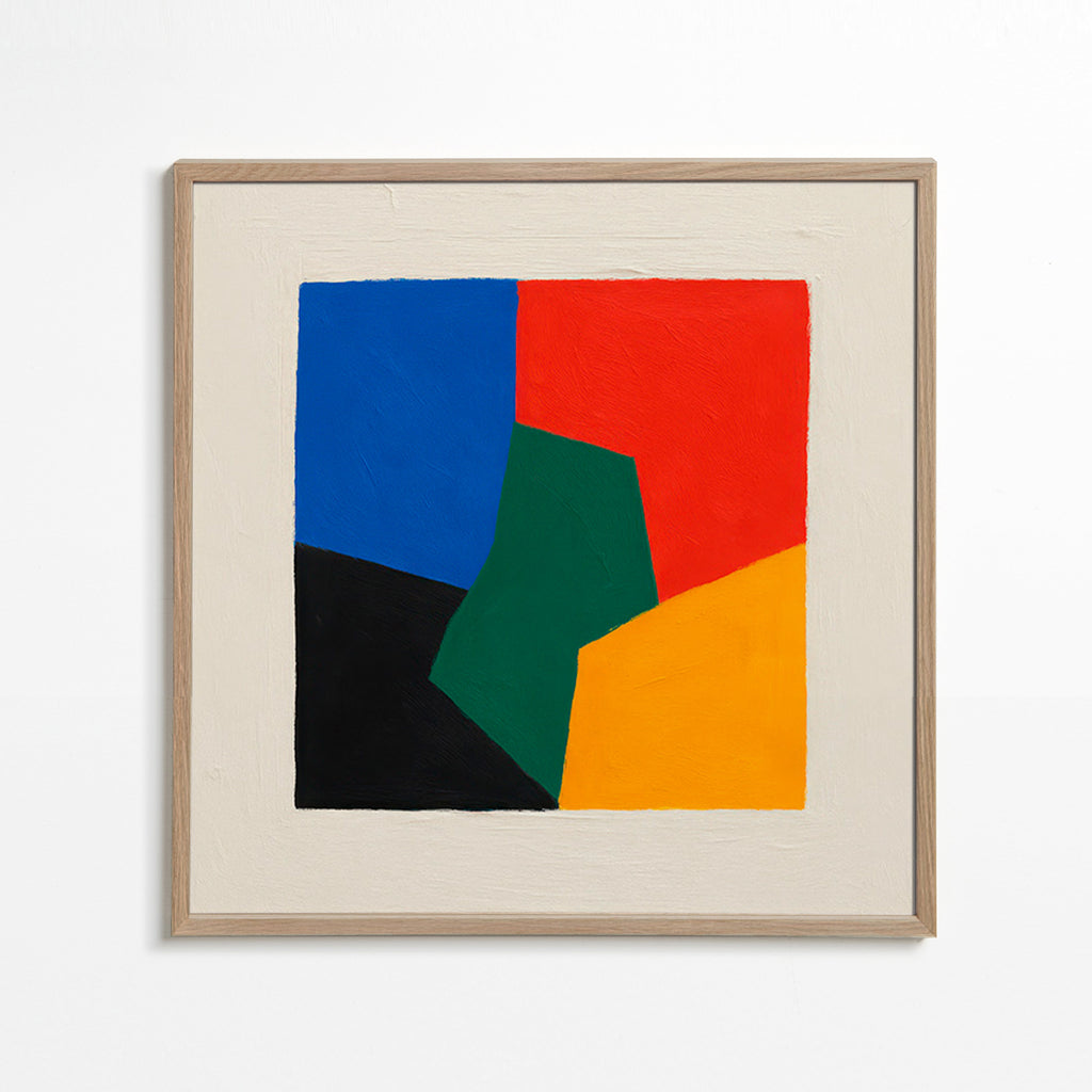 Geometrisk plakat farveblokke – Oak Frame