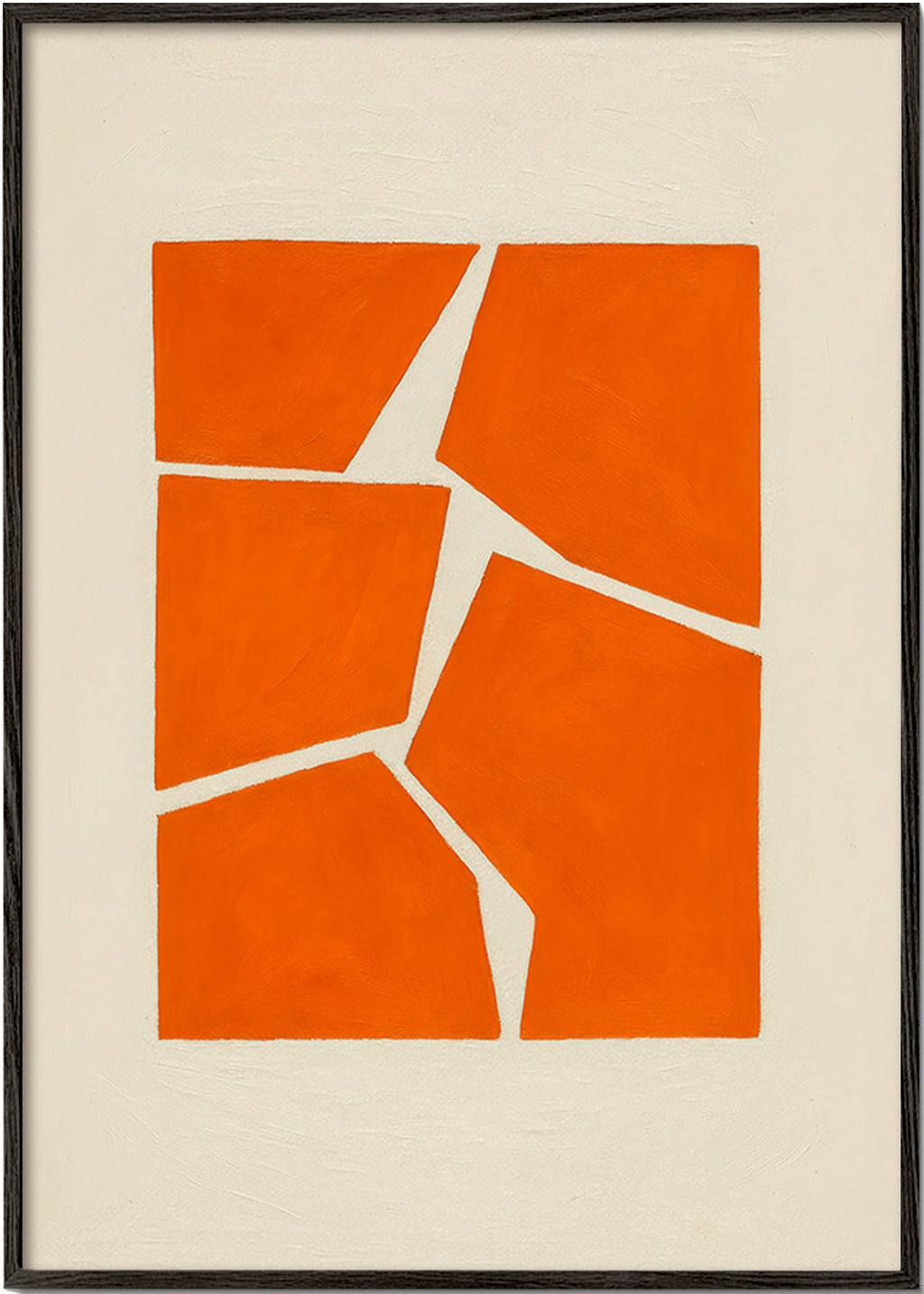 Geometrisk plakat terracotta fragmenter – Black Frame