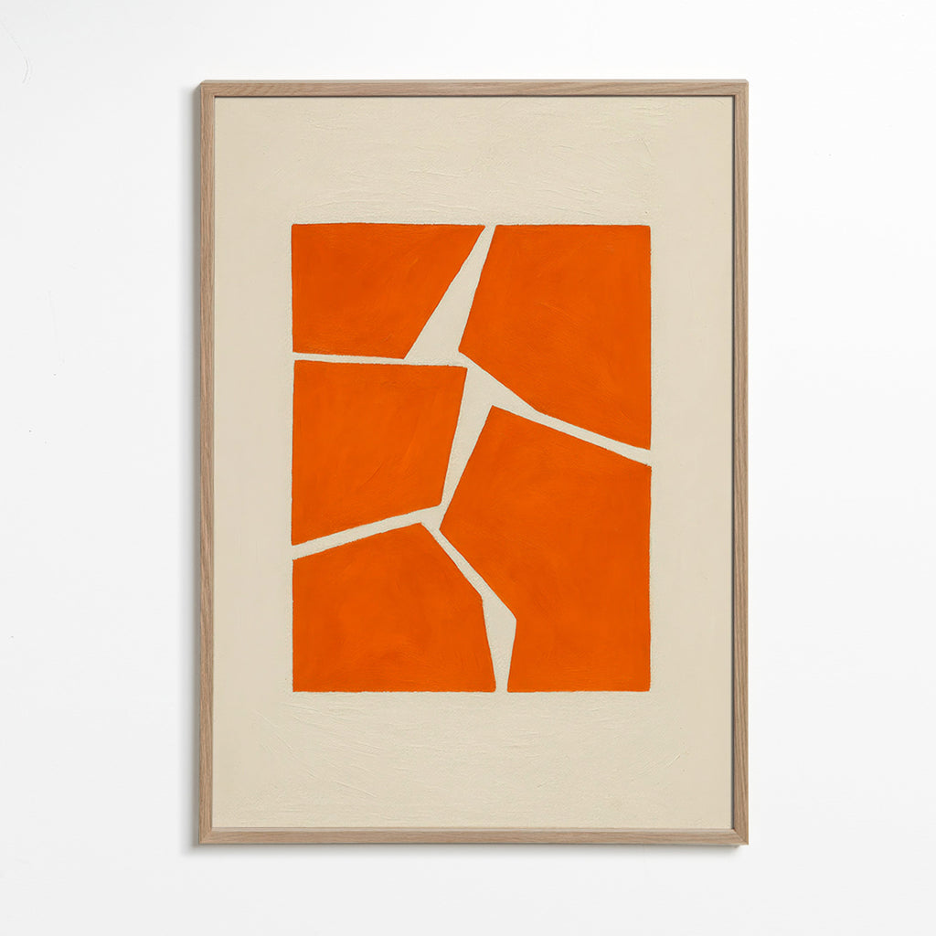 Geometrisk plakat terracotta fragmenter – Oak Frame
