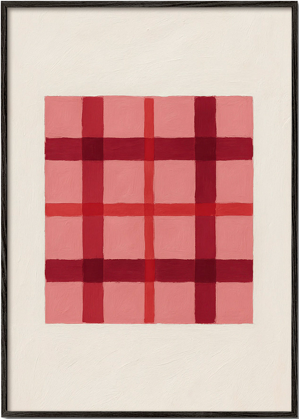Geometrisk plakat rosa tartan malet – Black Frame