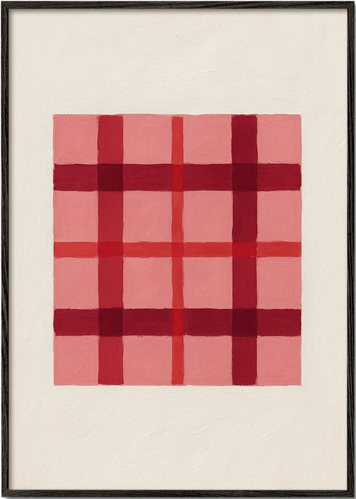 Geometrisk plakat rosa tartan malet – Black Frame