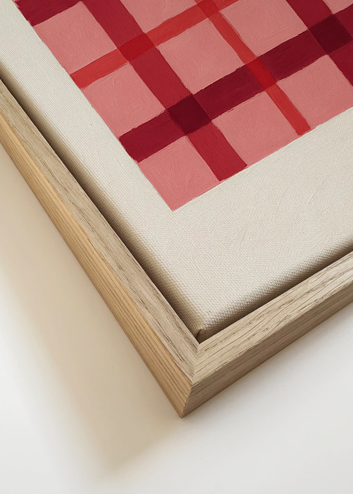 Geometrisk plakat rosa tartan malet – Canvas detail