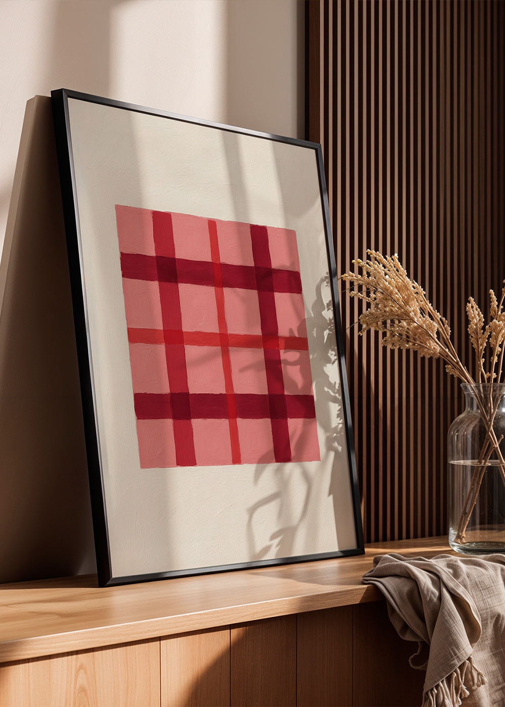Geometrisk plakat rosa tartan malet – Product2