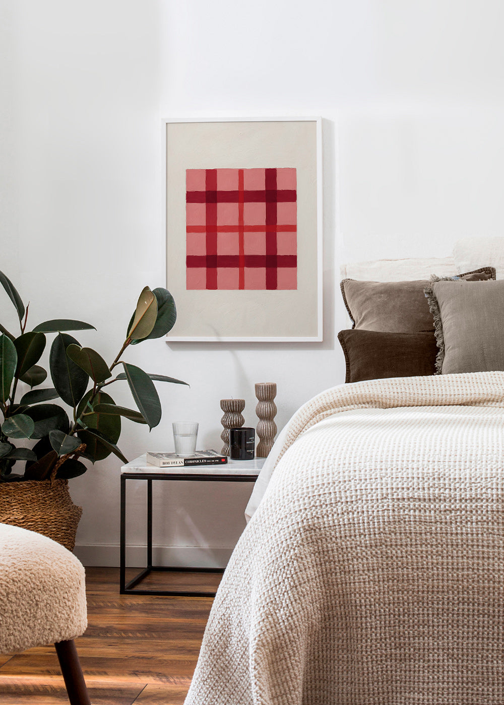Geometrisk plakat rosa tartan malet – Product3