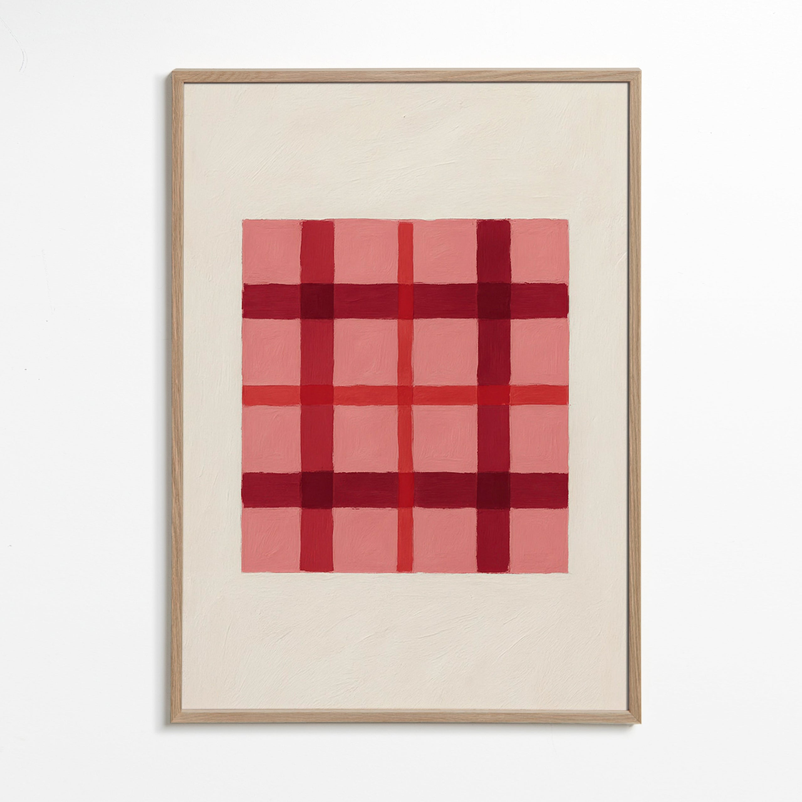 Geometrisk plakat rosa tartan malet – Oak Frame