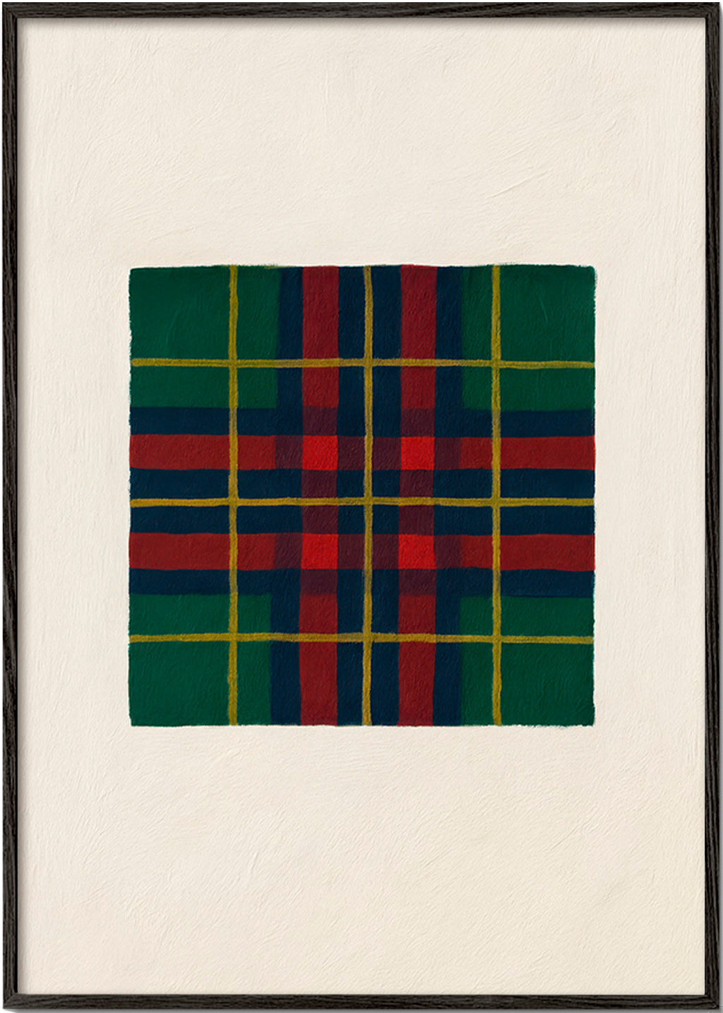 Geometrisk plakat med håndmalet tartanmønster – Black Frame