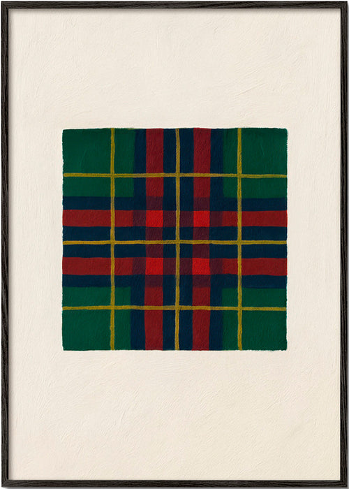 Geometrisk plakat med håndmalet tartanmønster – Black Frame