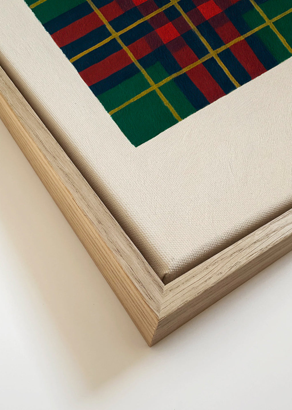 Geometrisk plakat med håndmalet tartanmønster – Canvas detail