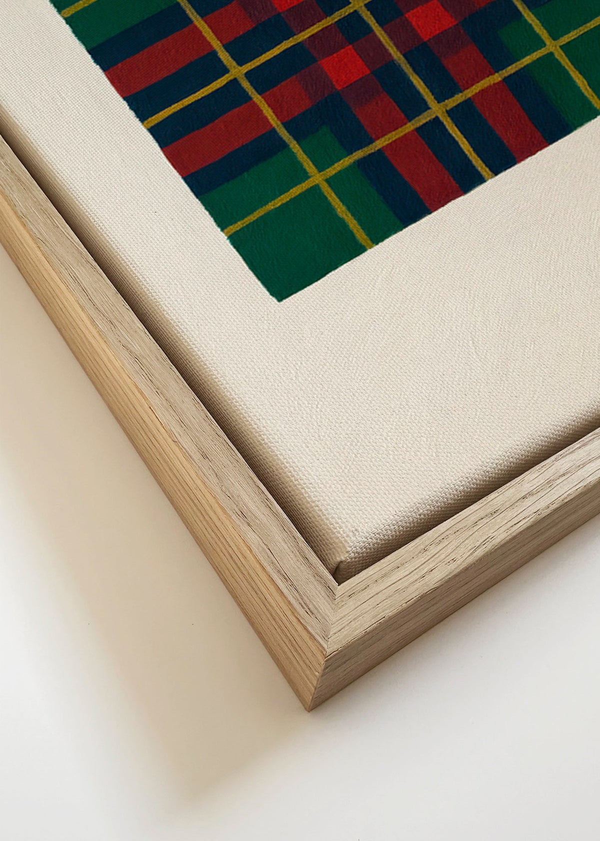 Geometrisk plakat med håndmalet tartanmønster – Canvas detail