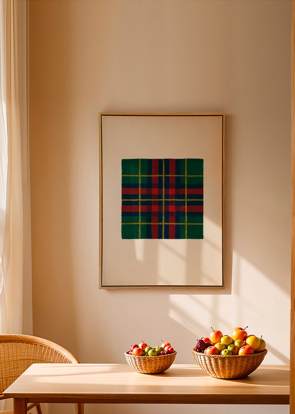 Geometrisk plakat med håndmalet tartanmønster – Canvas1