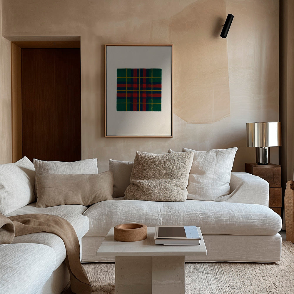 Geometrisk plakat med håndmalet tartanmønster – Canvas2