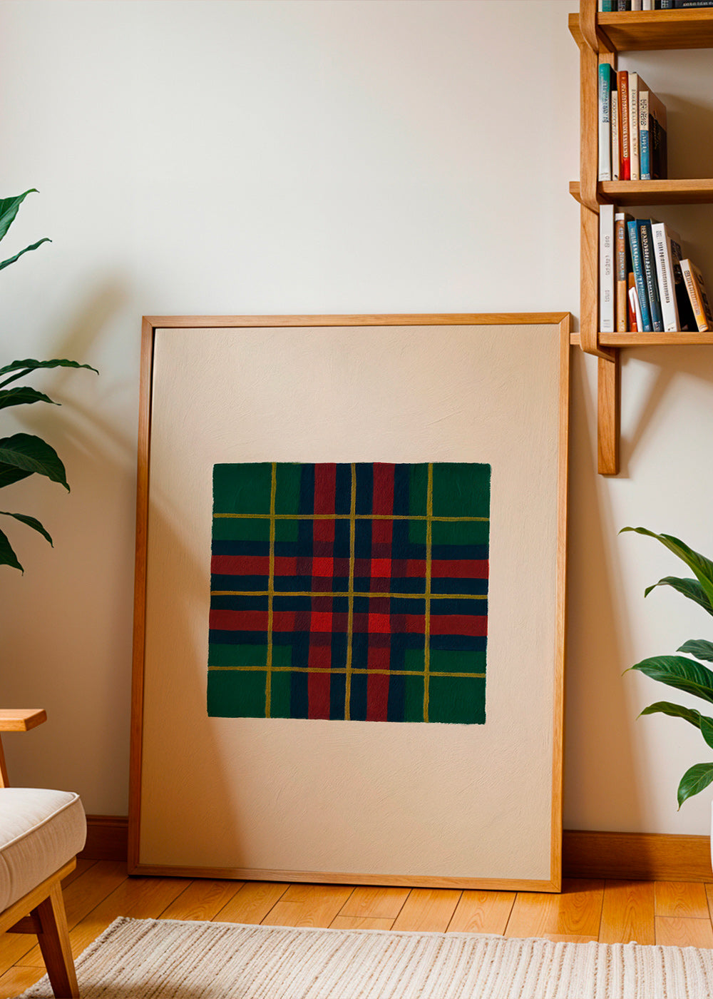 Geometrisk plakat med håndmalet tartanmønster – Product2