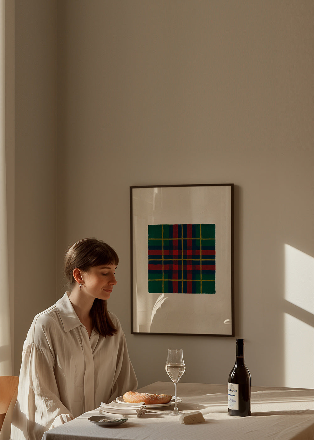 Geometrisk plakat med håndmalet tartanmønster – Product3