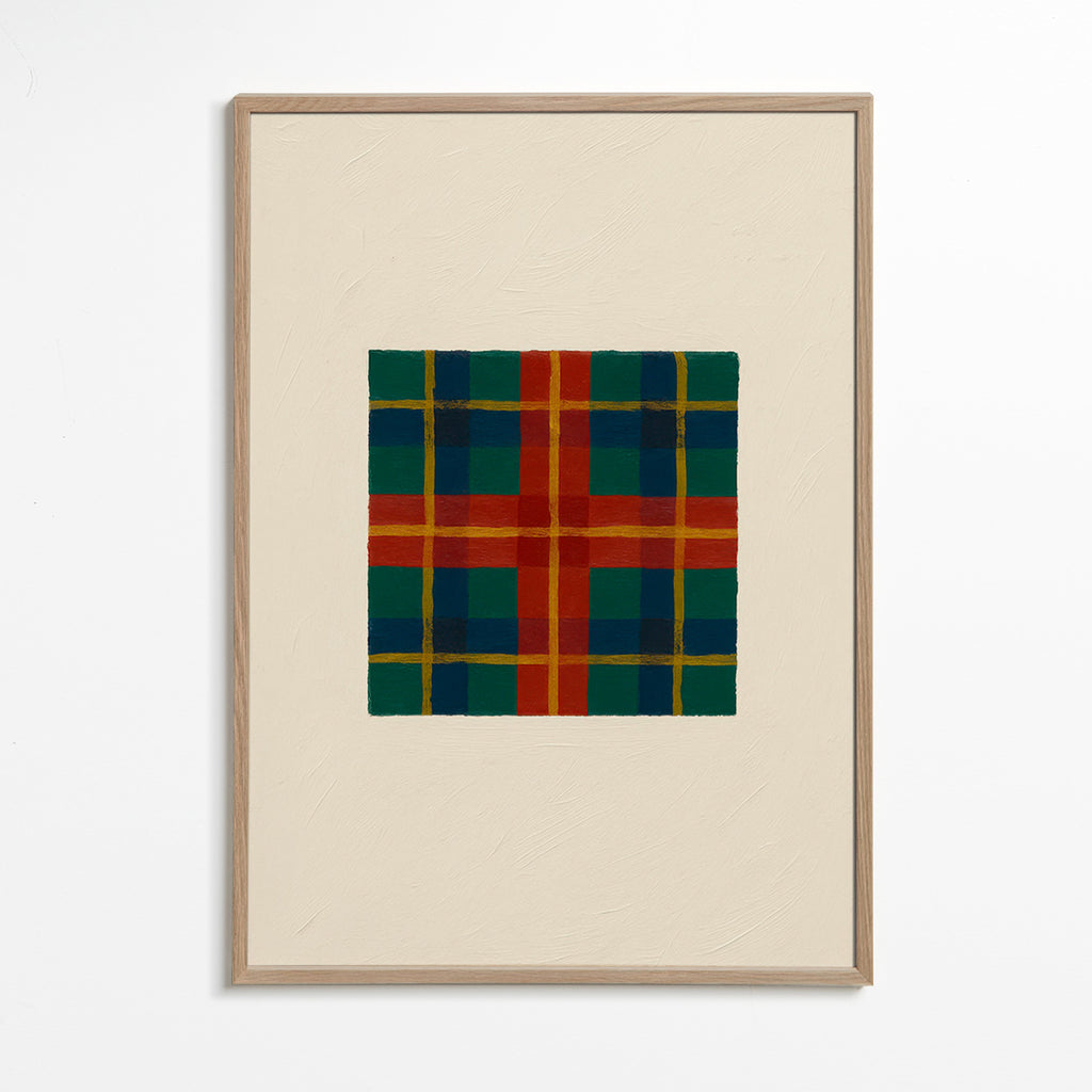 Geometrisk plakat med tartanmønster – Oak Frame