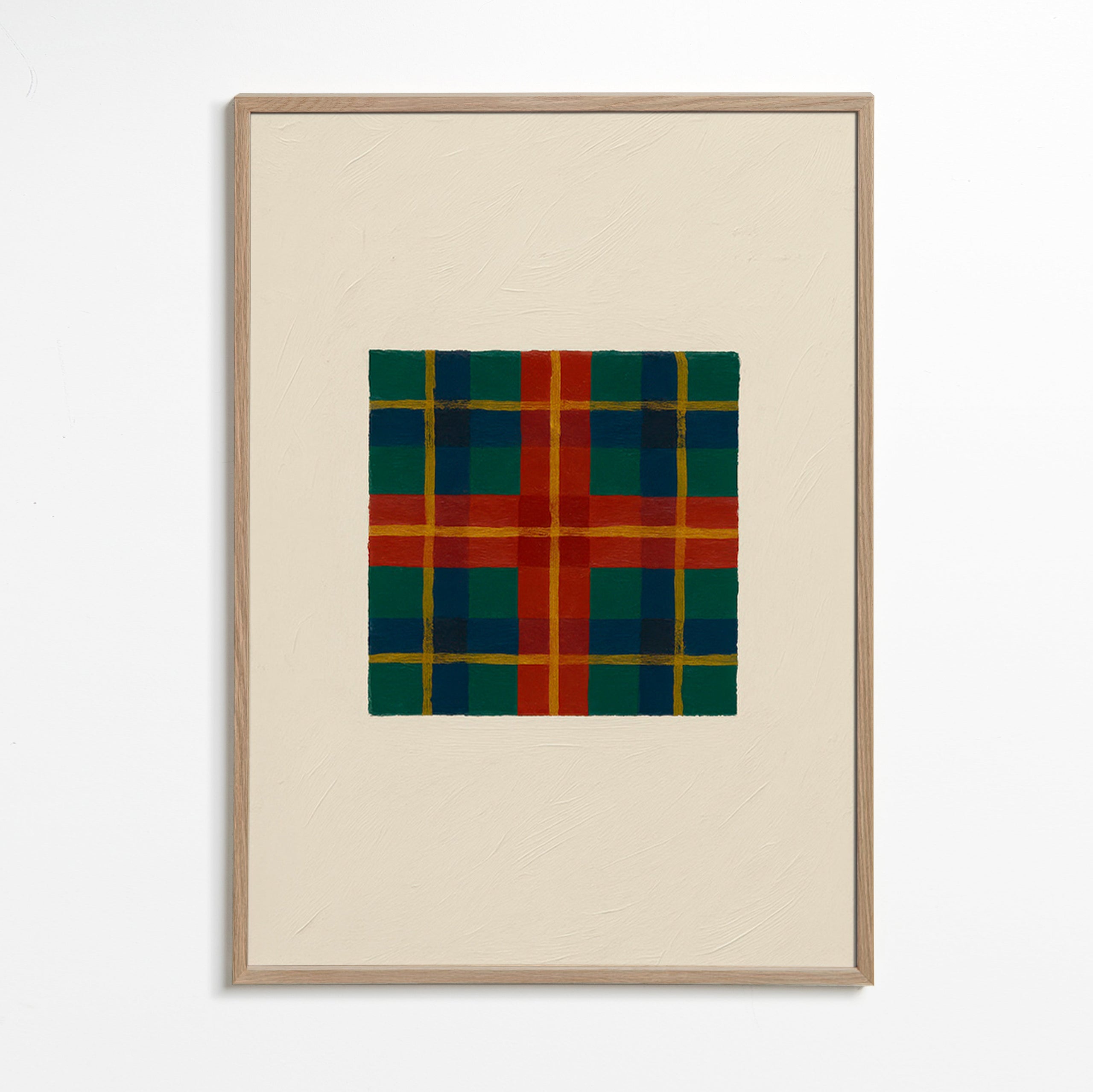 Geometrisk plakat med tartanmønster – Oak Frame