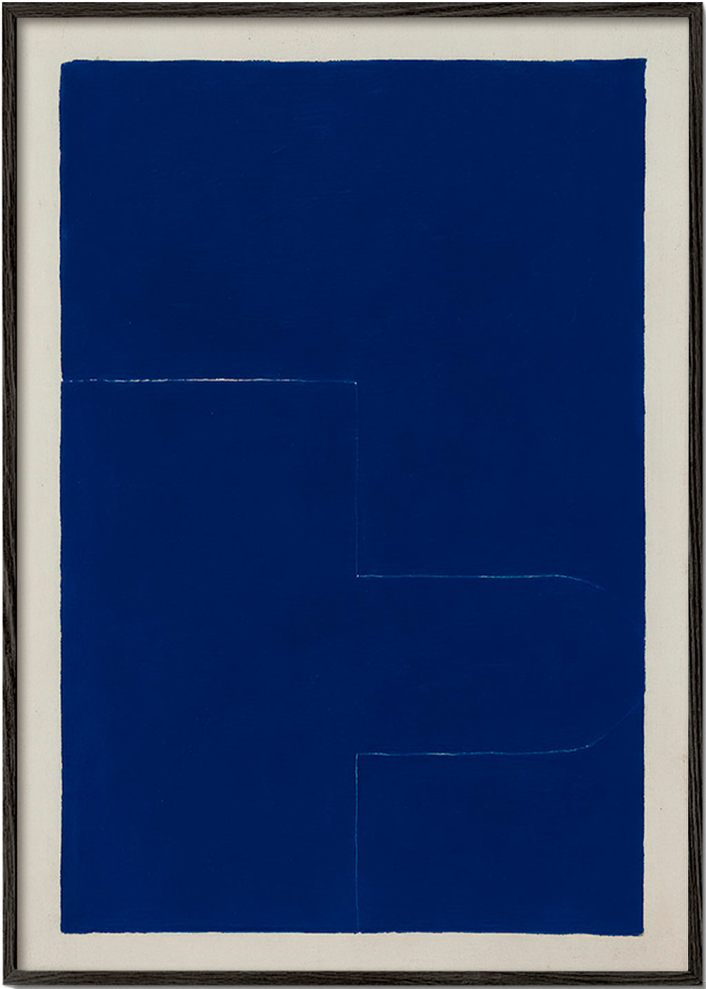 Geometrisk plakat med dybblåt blok – Black Frame