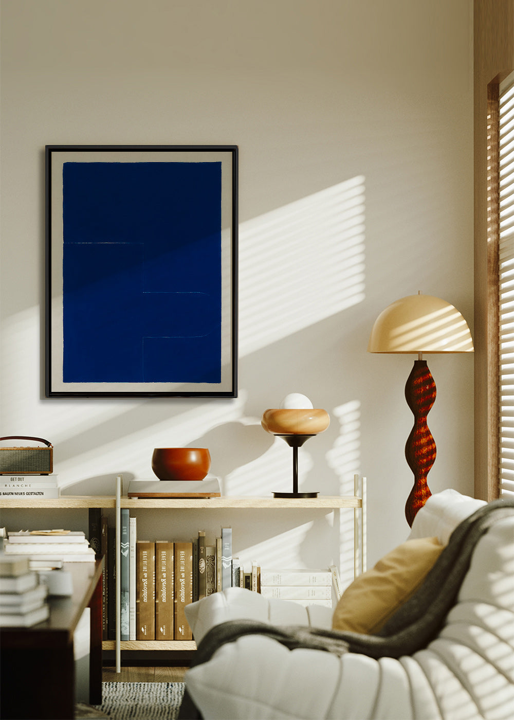 Geometrisk plakat med dybblåt blok – Canvas2