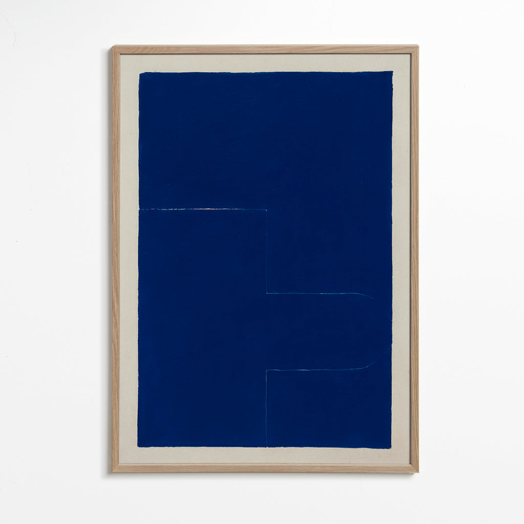 Geometrisk plakat med dybblåt blok – Oak Frame