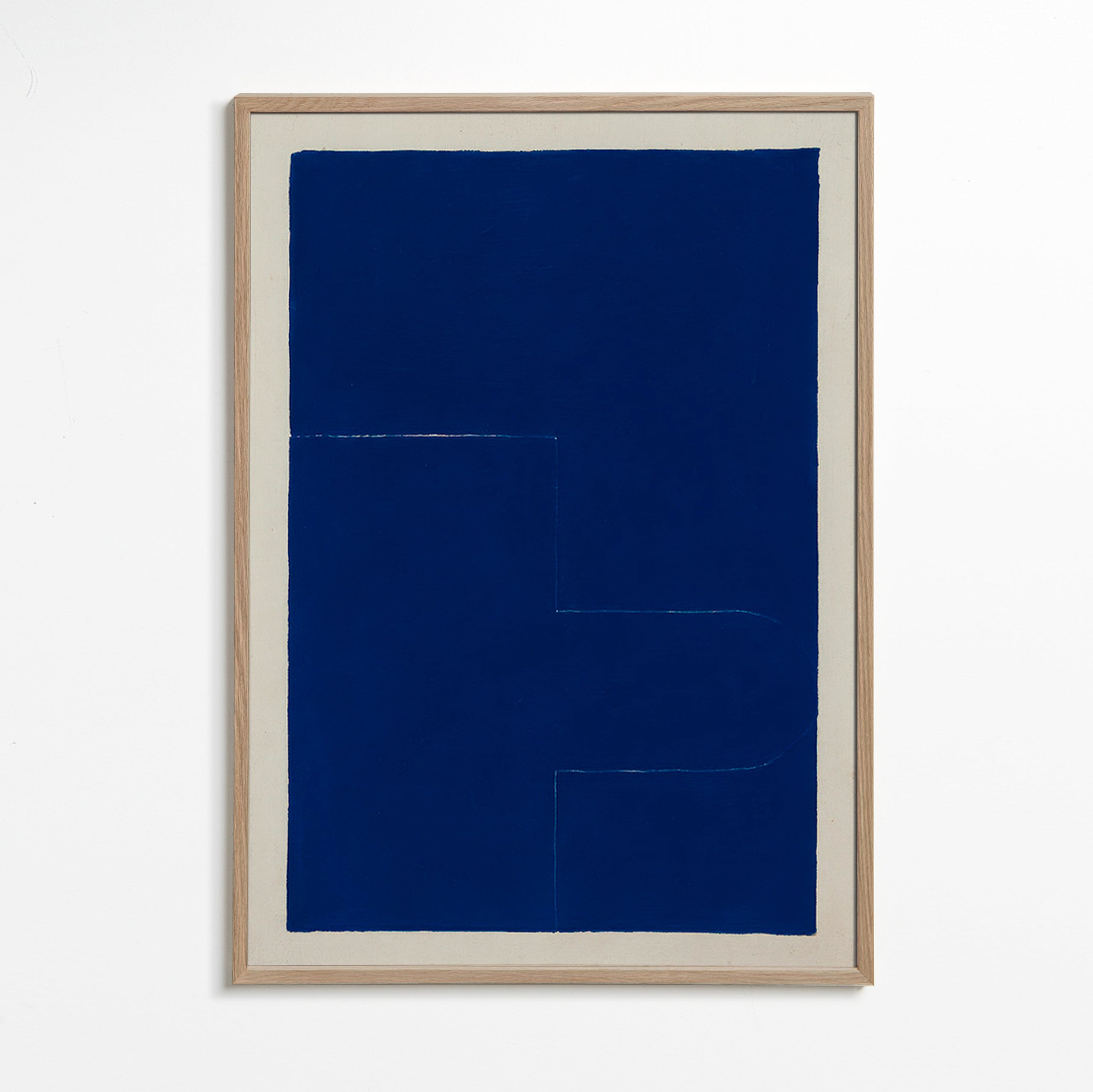 Geometrisk plakat med dybblåt blok – Oak Frame