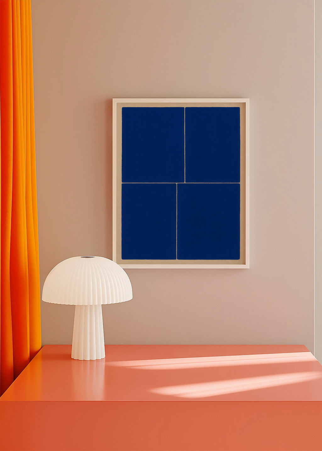 Geometrisk maleri med blå paneler – Product2
