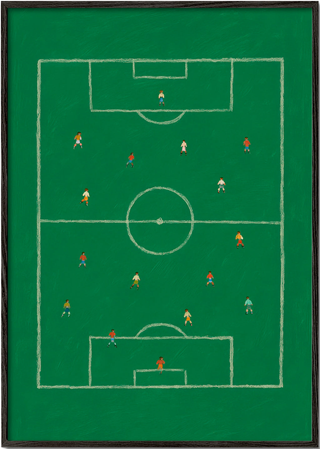 Sportkunst: illustreret fodboldbane – Black Frame