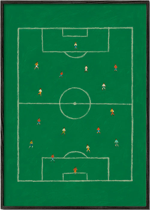 Sportkunst: illustreret fodboldbane – Black Frame