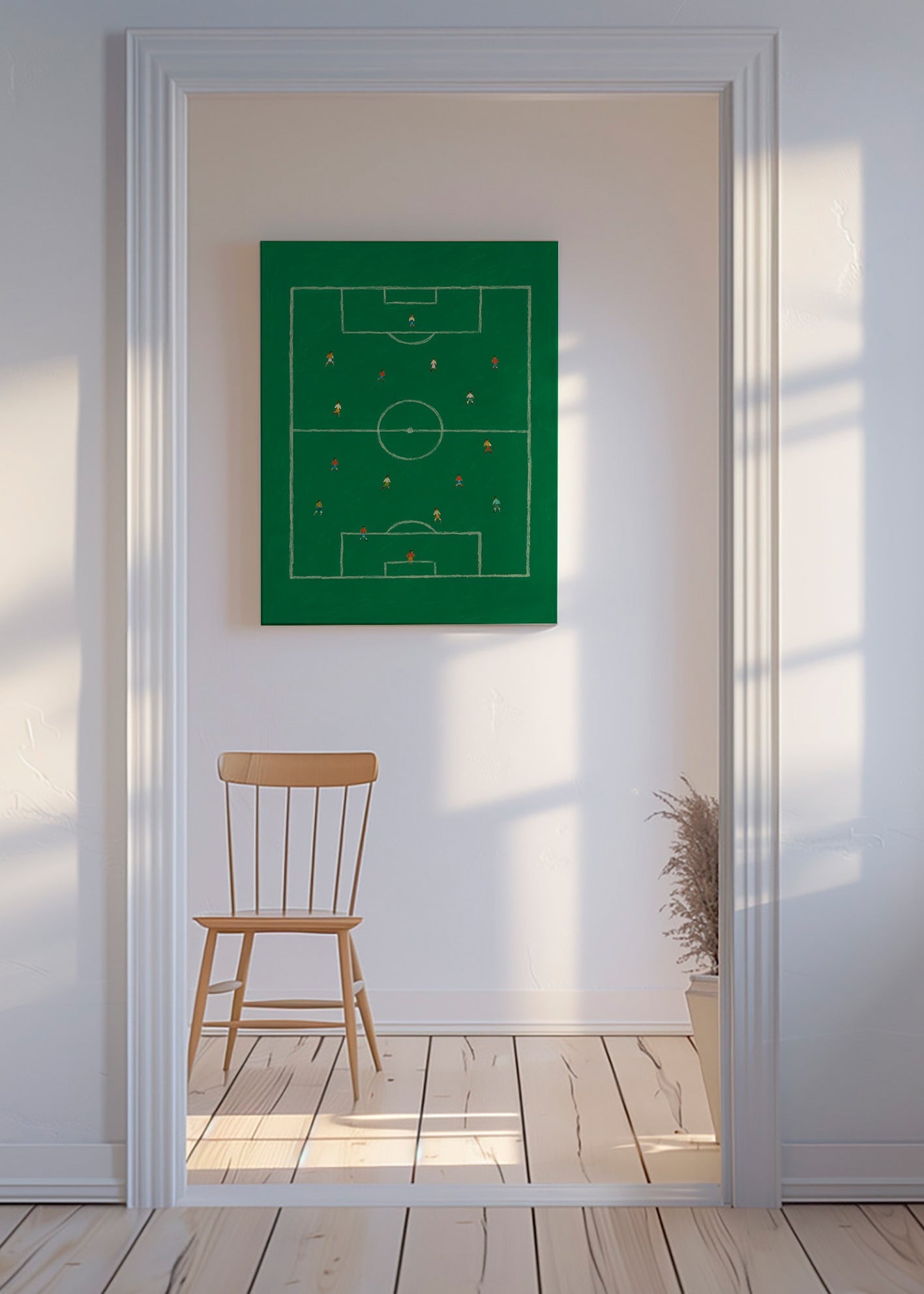 Sportkunst: illustreret fodboldbane – Canvas