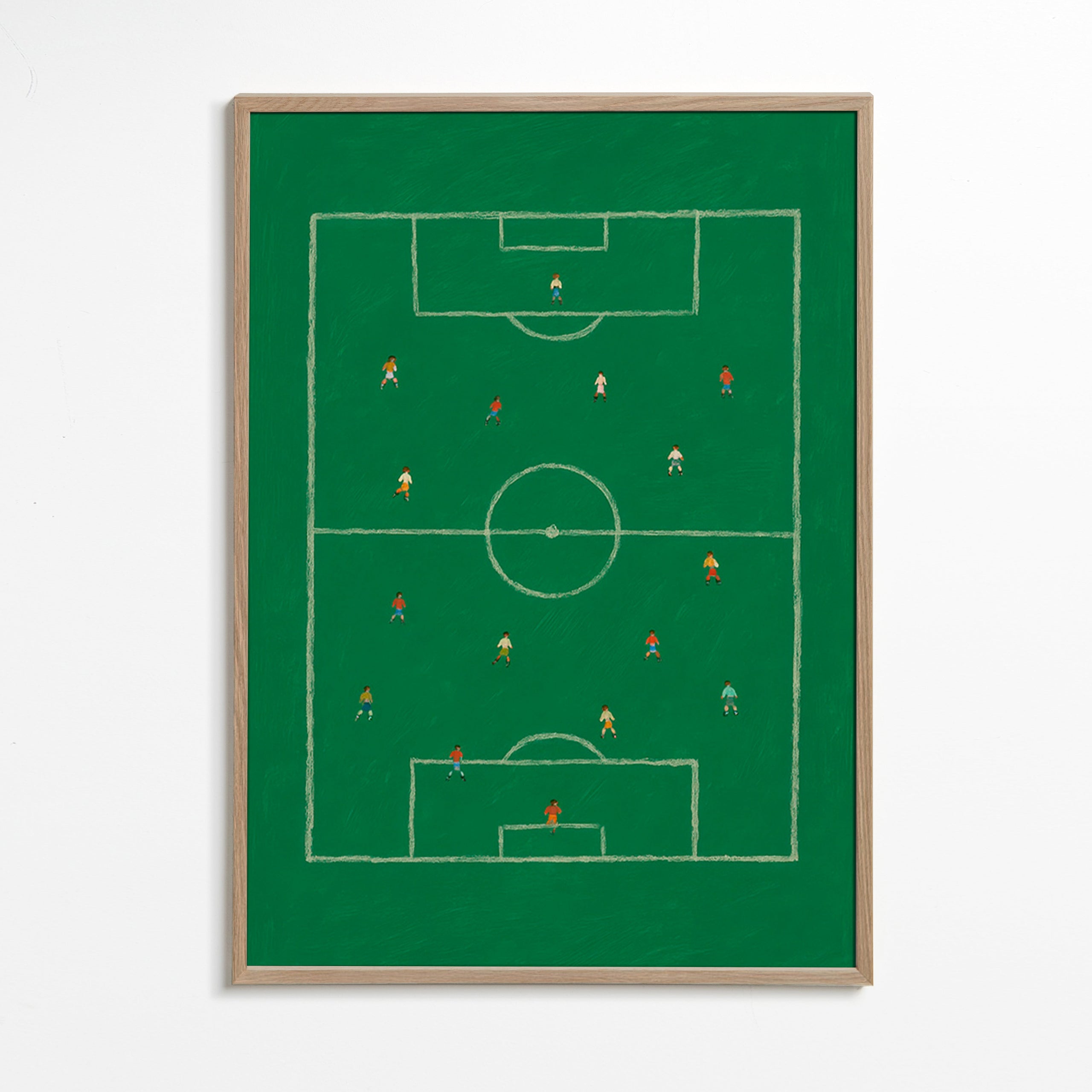 Sportkunst: illustreret fodboldbane – Oak Frame