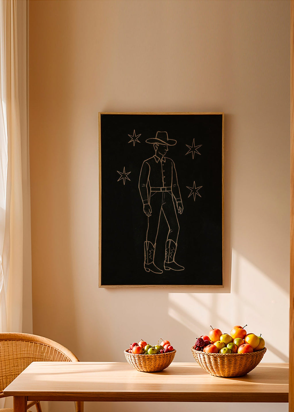 Illustration cowboy linjekunst i guld – Canvas2