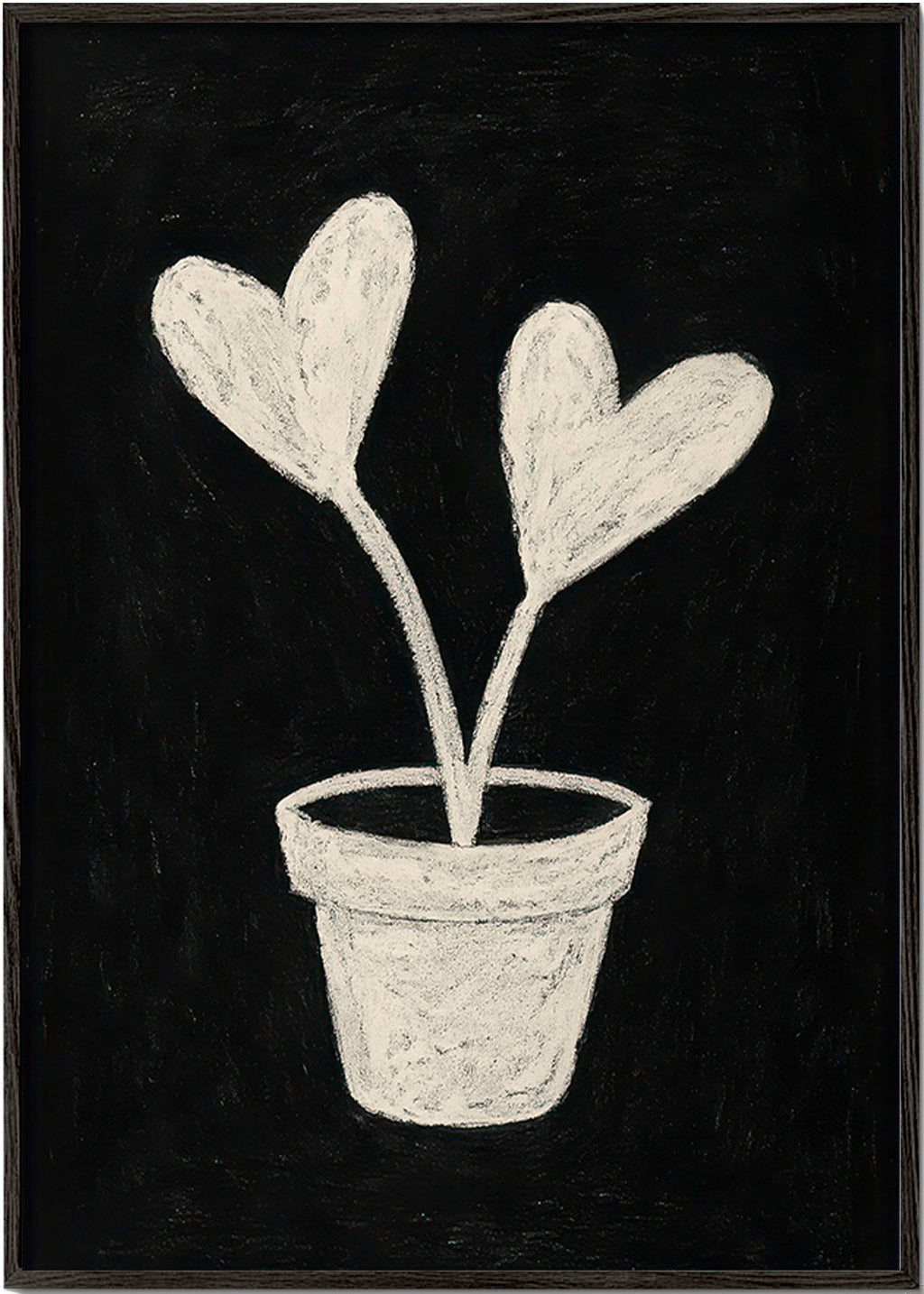 Botanisk plakat hjerteblade i potte – Black Frame