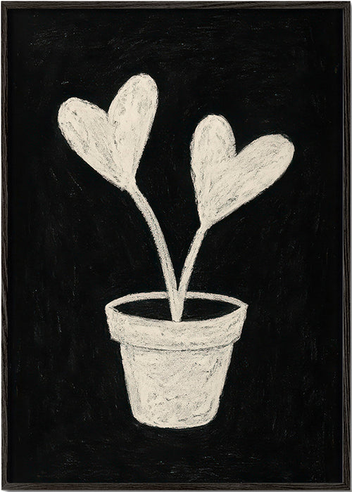 Botanisk plakat hjerteblade i potte – Black Frame