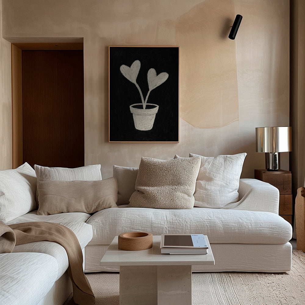 Botanisk plakat hjerteblade i potte – Canvas1