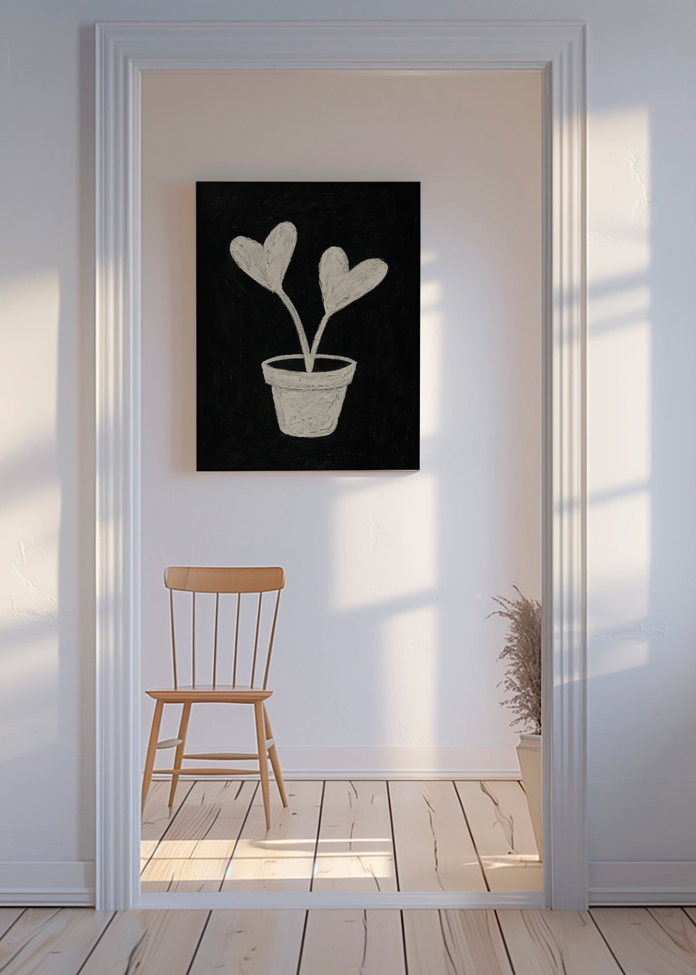Botanisk plakat hjerteblade i potte – Canvas