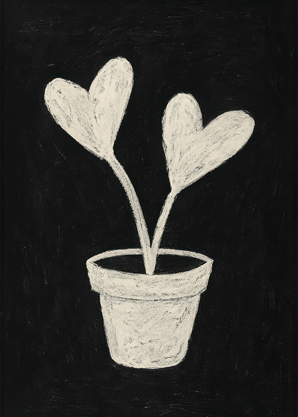 Botanisk plakat hjerteblade i potte