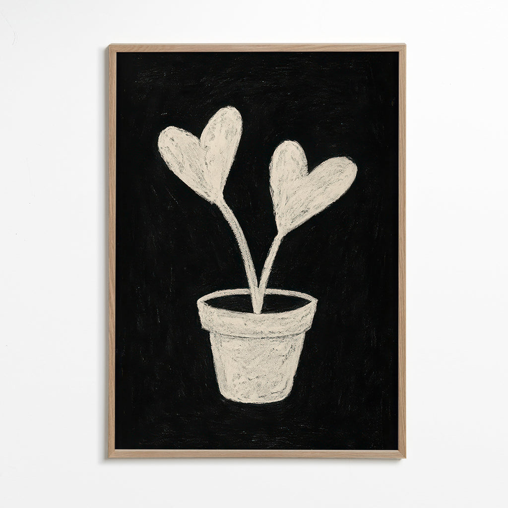 Botanisk plakat hjerteblade i potte – Oak Frame