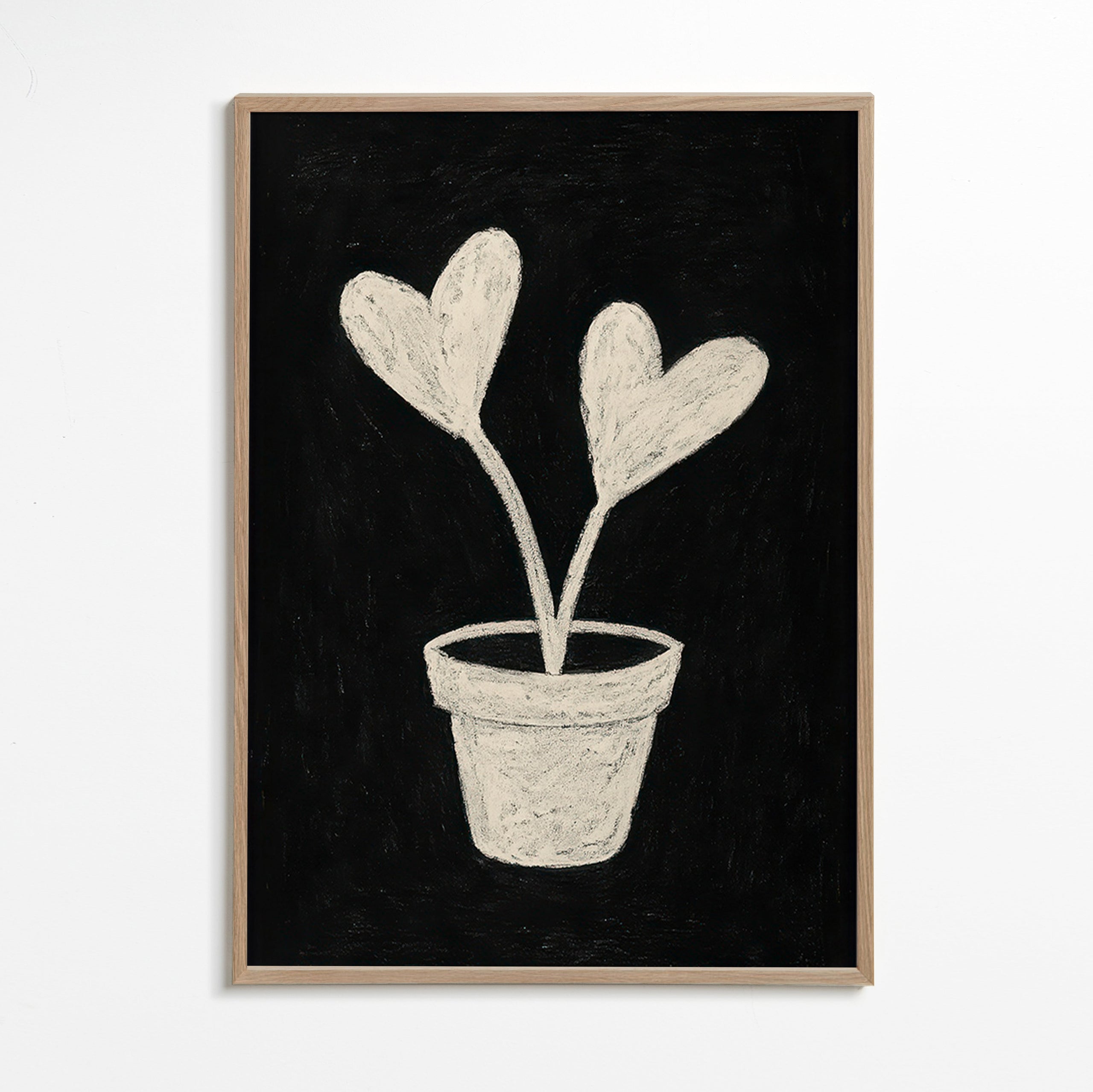 Botanisk plakat hjerteblade i potte – Oak Frame
