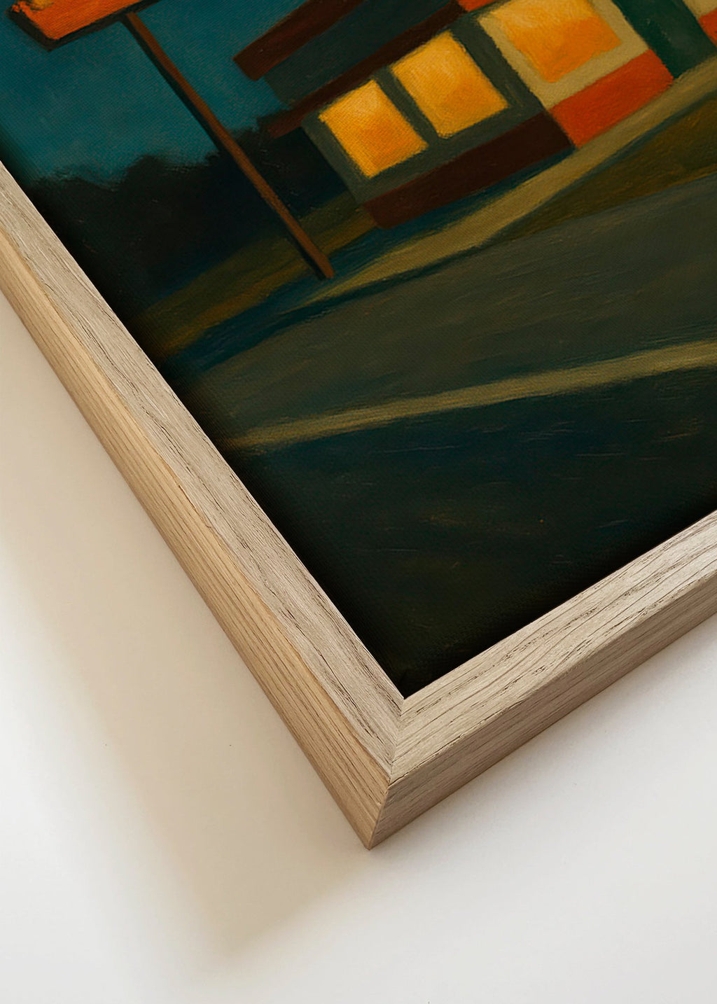 Køkkenkunst: natligt diner med ikonisk skilt – Canvas detail