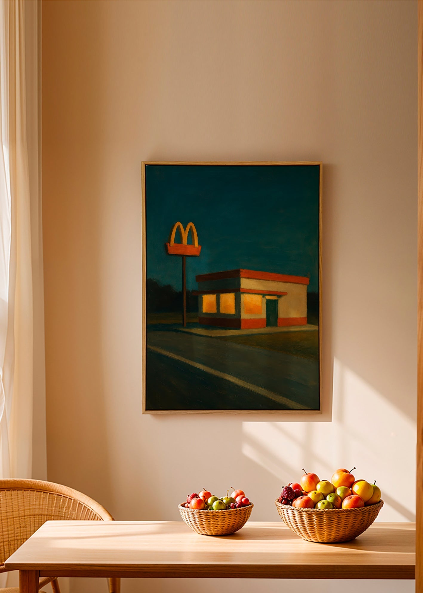 Køkkenkunst: natligt diner med ikonisk skilt – Canvas1