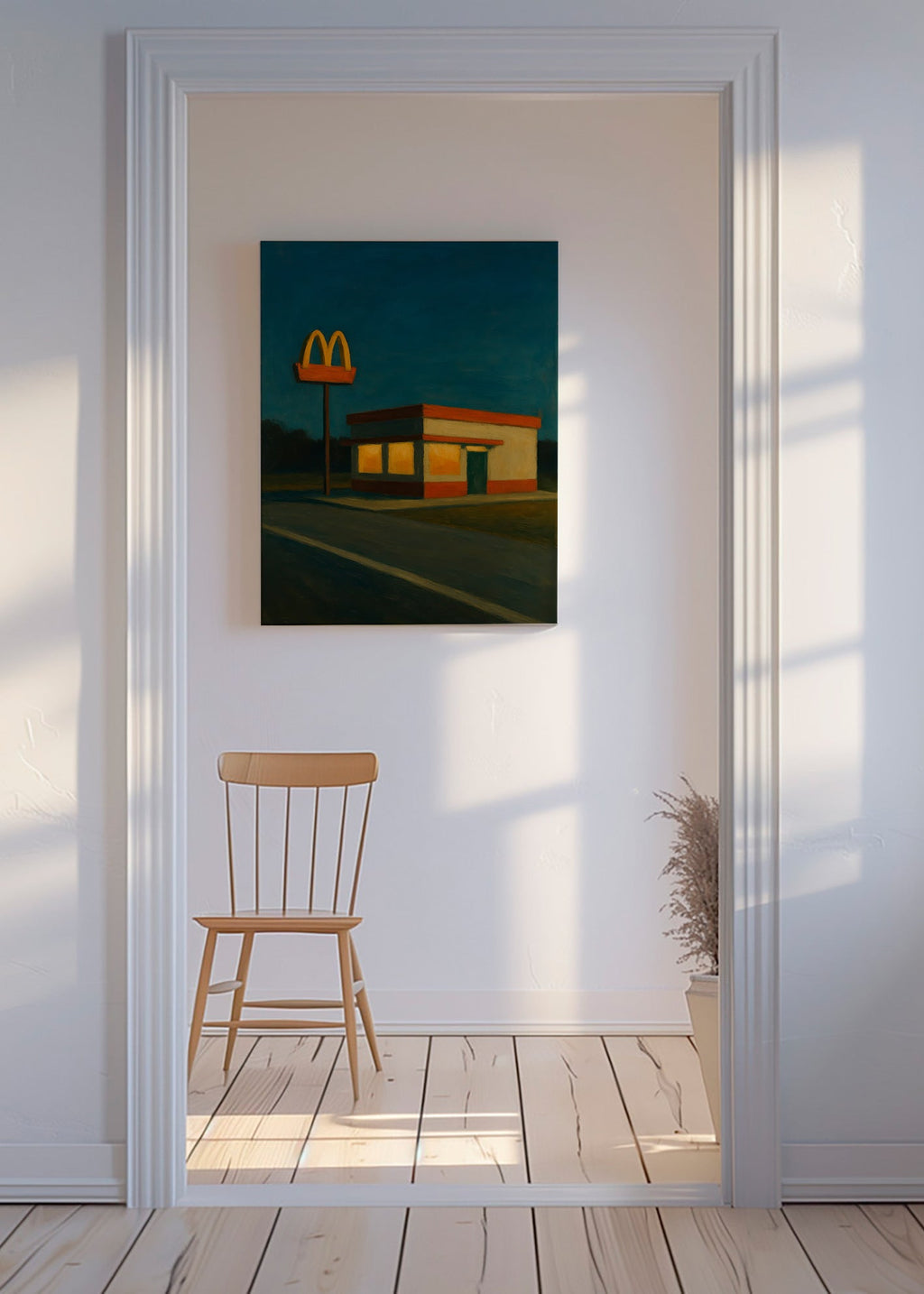 Køkkenkunst: natligt diner med ikonisk skilt – Canvas