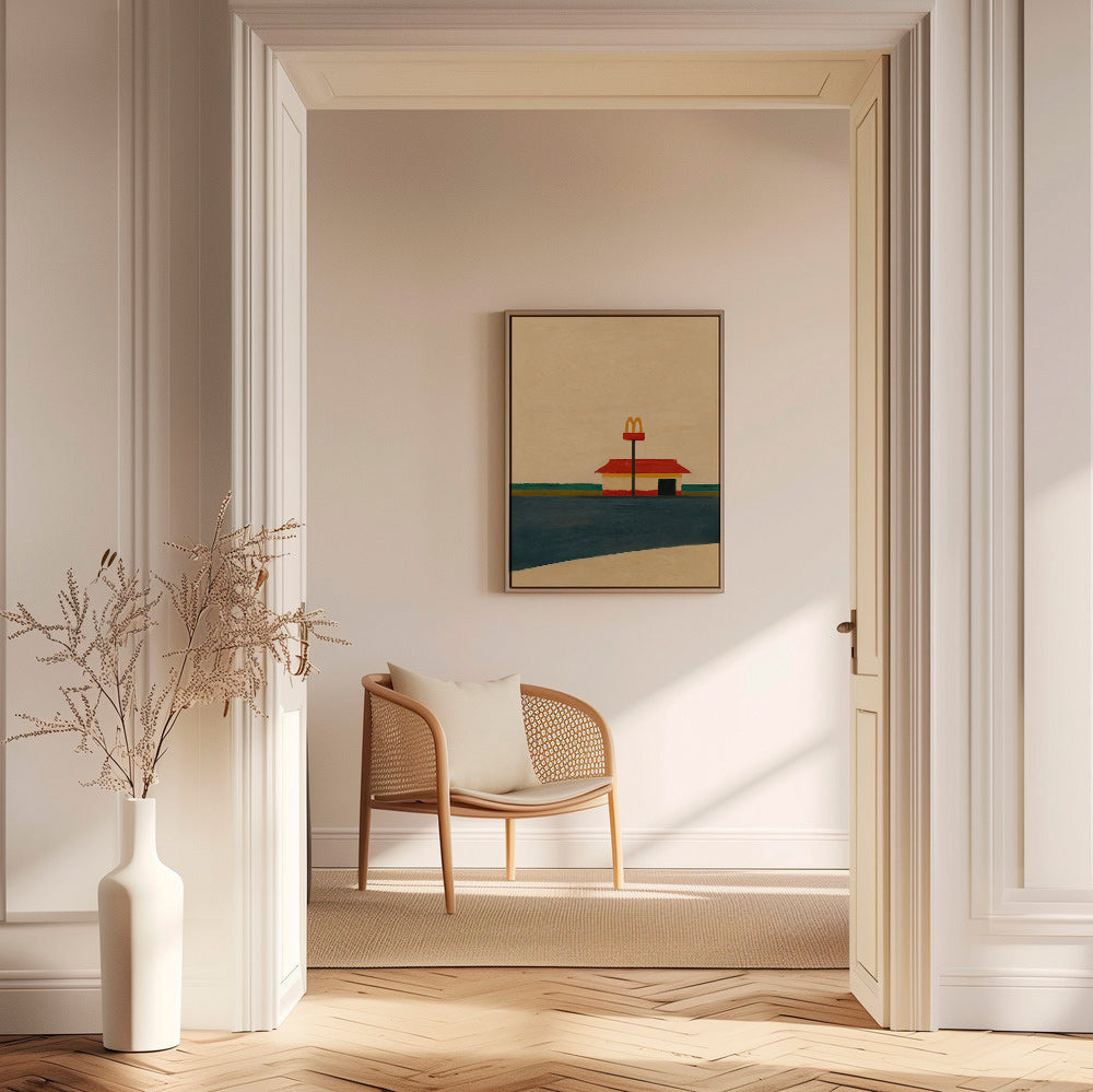 Køkkenkunst minimalistisk med diner og gyldent bue – Canvas1