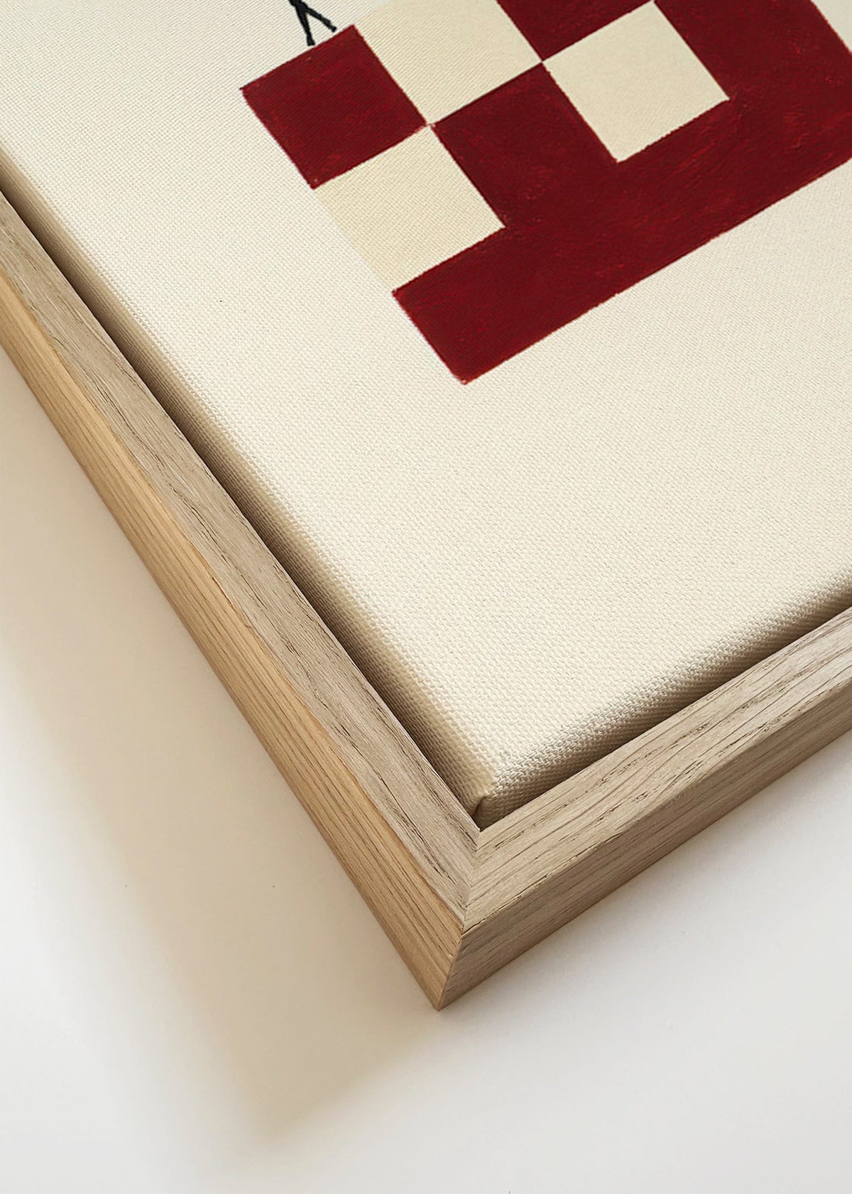 Geometrisk plakat med gående figurer – Canvas detail