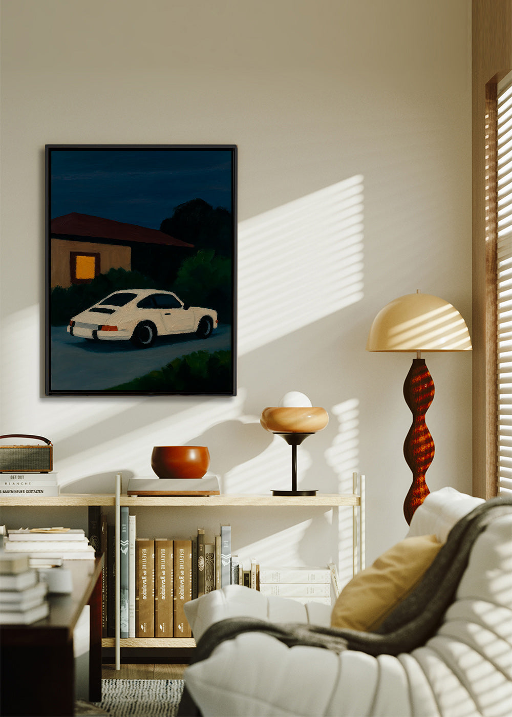 Vintage bil plakat i natlig kørsel – Canvas2
