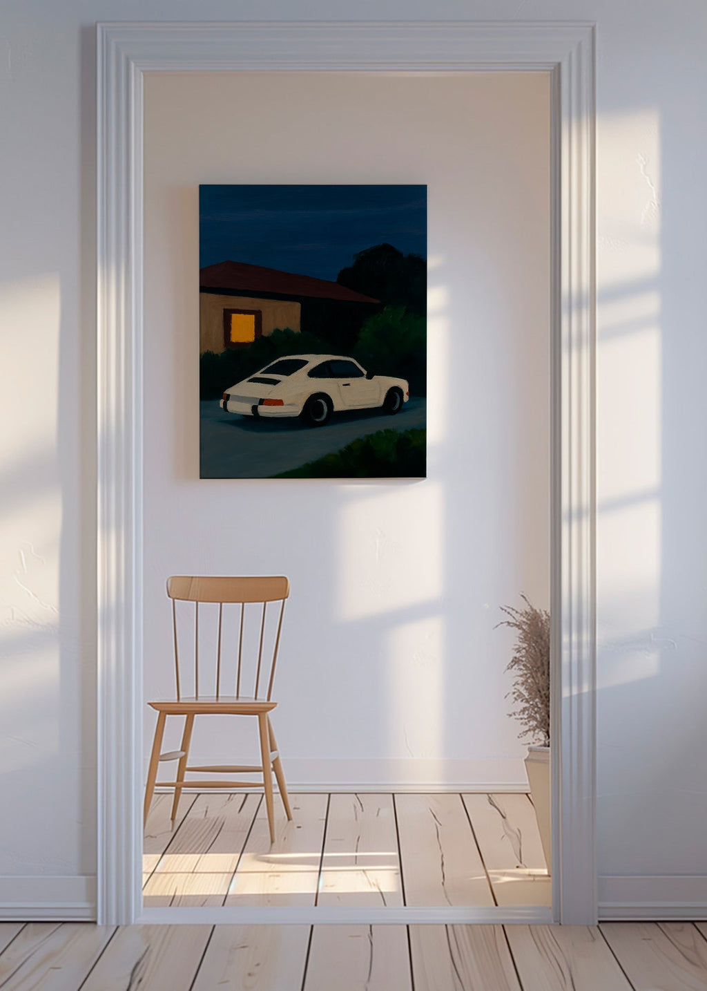 Vintage bil plakat i natlig kørsel – Canvas