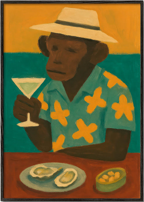 Køkkenkunst med abe og cocktail – Black Frame